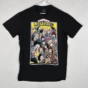My Hero Academia Casual T-Shirt Men's XL Graphic Tee Top Black Funimation Anime